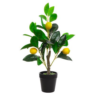 China Wholesale Rubberized Fabric Simulation Pole Lemon Tree With Pot Bedroom Artificial Green Plant Home Decor for sale