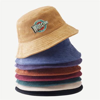 China Character Designed Custom Order Corduroy Bucket Hats Logo Colored Bucket Hats for sale