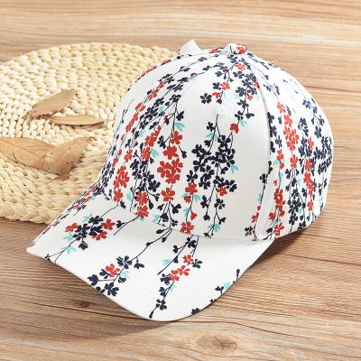 China JOINT Custom Girls 6 Panel Baseball Cap Without Logo Printing Flower Baseball Cap With Metal Buckle Wholesale for sale