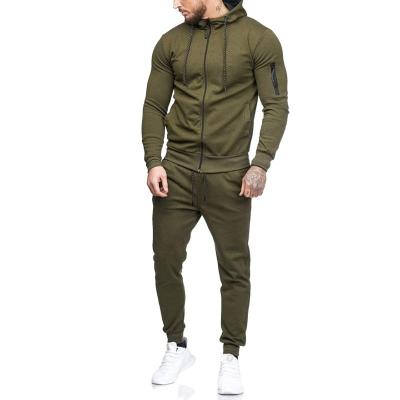 China OEM Solid Color Plain Sports Breathable Tracksuit Set Custom Hoodie Mens Jogging Sweatsuit Full Zipper Unisex Wholesale Cotton Sweatsuit for sale