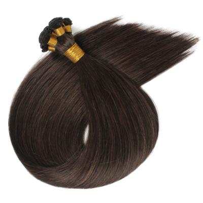 China Silky Straight Wave Indian Raw Cuticle Lined Double Hand Drawn Tied Hair Weft Double Hand Tied Hair Extensions for sale