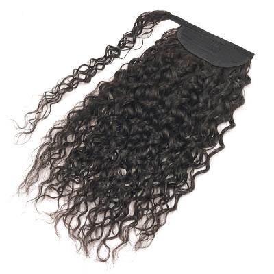 China 100% Kinky Curly Natural Color Curly Wrap Around Ponytail Hair Ponytail Extension for sale