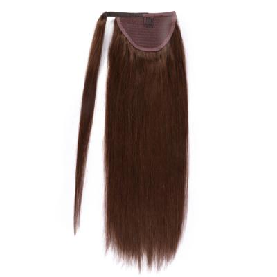 China Silky Straight Wave Wrap Around Brazilian Ponytail Hair Extension Hair In Ponytail Wrap Around Ponytail for sale