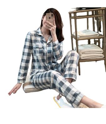 China QUICK DRY pajamas women autumn and winter long sleeving pants button up big loose home cardigan clothes pajamas for sale