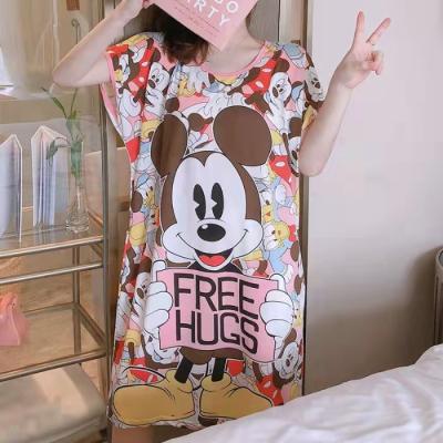 China Wholesale Size Xiajia Nightgown Cartoon Loose Home Clothes Fat Millimeter QUICK DRY Female Cute Short Pajamas Female for sale