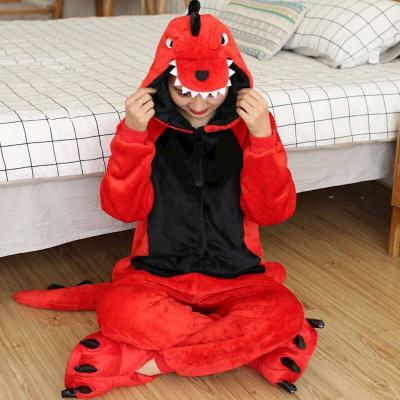 China Toiletry QUICK DRY version flannel red dinosaur cartoon united animal pajamas clothing performance home clothes for sale