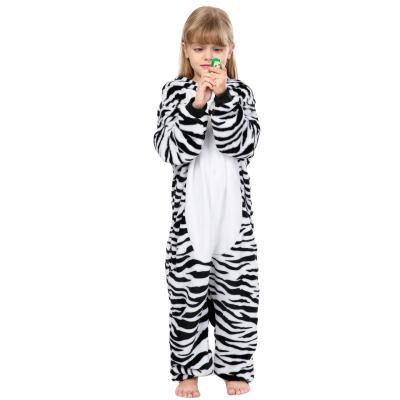 China QUICK-DRY zebra pajamas new cute children's autumn and winter flannel one-piece pajamas cartoon animal home suit for sale