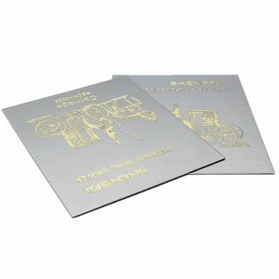 China Europe Custom Acid Etched Stainless Steel Brass Nameplate Laser Etching Etched Die Cut Label Sticker for sale