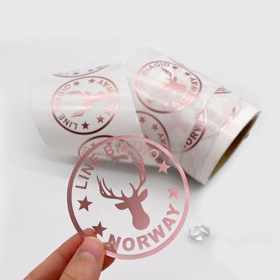 China Waterproof Vinyl Custom Sticker Rose Gold Foil Clear Stciekrs Transparent Printing etc. for sale