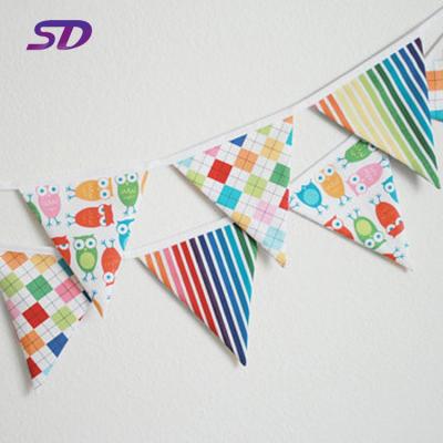 China Custom Colored Plastic Festival Decoration Flag Mini Pennant Hanging Triangle Hanging Bunting Flag for sale