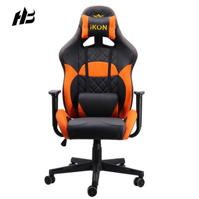 China Rotating Custom Handles PU Leather Gaming Chairs 180 Degrees Black And Orange Office Gaming Chairs Base for sale