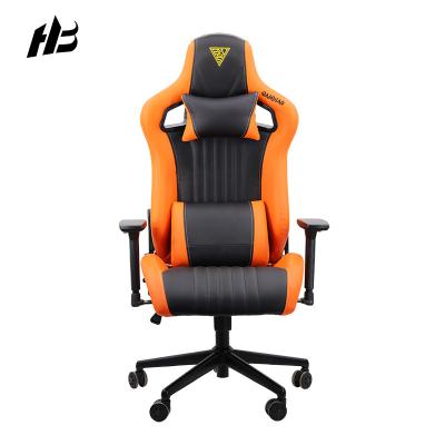 China Selling Spinning Mens Gaming Chair PU Leather Led RGB Black Orange Best Gaming Chairs With Footstool for sale