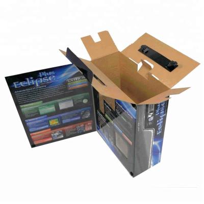 China Recycled Materials Gloss Offset Printing Cardboard Corrugated Suitcase Box With Plastic Handle for sale