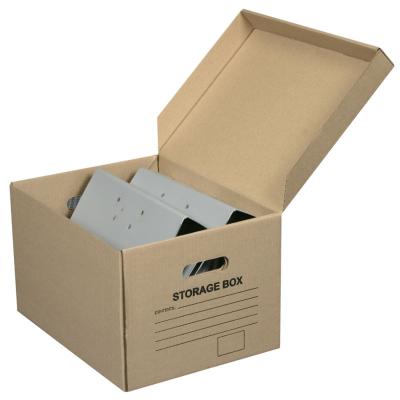 China Recycled Materials Double Wall Folding Corrugated Cardboard File Storage Box for sale