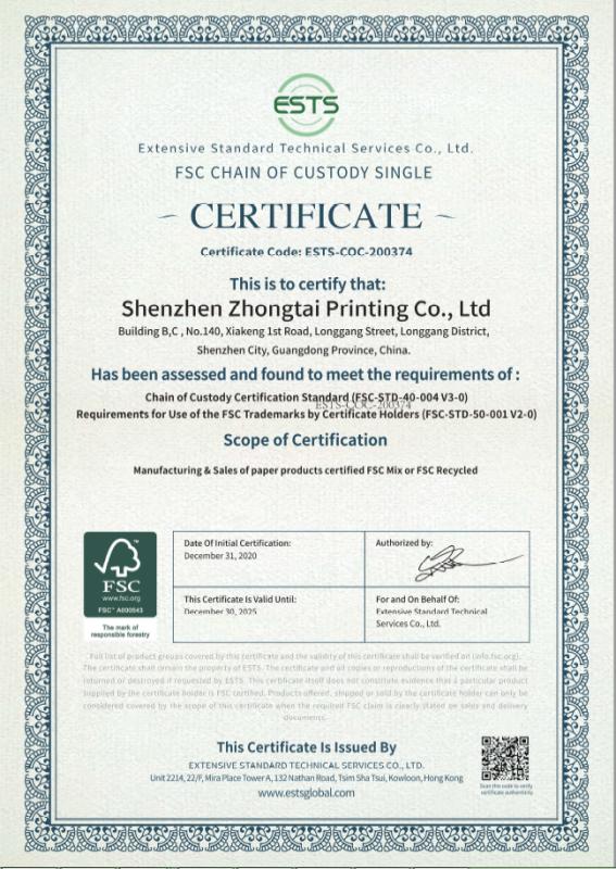 FSC - Shenzhen Zhongtai Printing Co., Ltd.