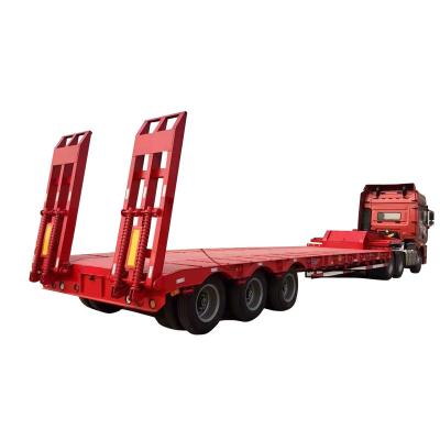 China Low Gooseneck Semi Trailer 3 Axles 80tons Flat Bed 40tons 60tons 80tons 100tons Low Traile for sale