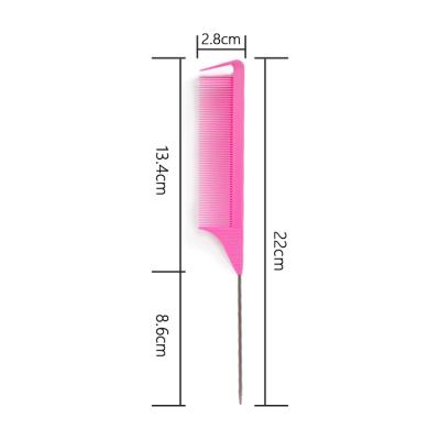 China Antistatic. Gloway Hot Sale Heat Resistant Hair Styling Tools Salon Hair Brush Pink Parting Comb Stainless Steel Tail Cutting Guide Combs For Women for sale