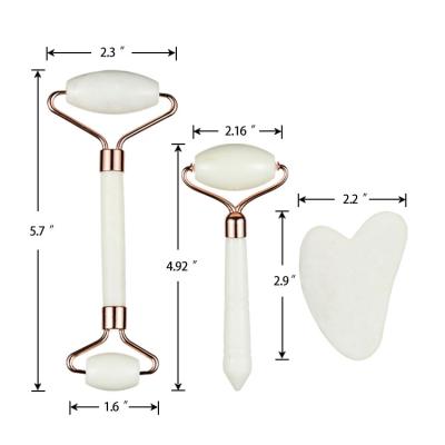 China Custom Natural Protection Jade Roller For Women White Facial Gloway Jade Stone Massage Roller And Face Gua sha for sale