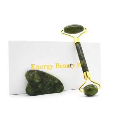 China Natural. Multifunctional. Goods. Portable Cheap Custom Green Jade Roller Gua Logo Sha Set For Face Rodillo De Jade Roller With Box for sale