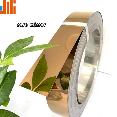 China Elevator/kitchen/indoor rose color  stainless steel strip/tape/coil/belt SUS200/300 8kmirror/brush/hairline Advertising word/logo material for sale