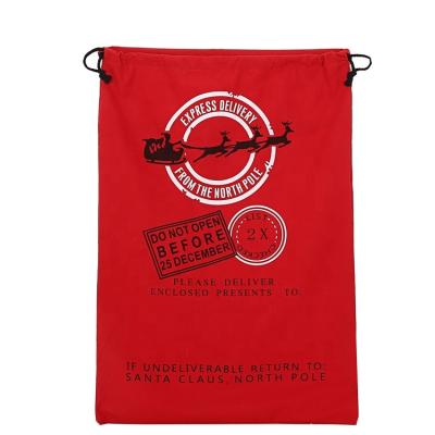 China Large Durable Eco-Friendly And Reusable Strong Red Canvas Santa Bags For Storing Holidays Presents Christmas Decorations Gifts for sale