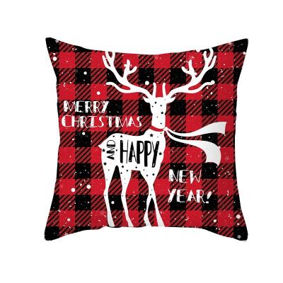 China PORTABLE Plaid Printed Checkered Cushion Covers Snowflake Reindeer Christmas Tree Design Pillow Cases for sale