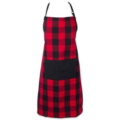 China Eco-Friendly and Reusable Christmas Plaid Pattern Design Buffalo Plaid Apron with Adjustable Strap for Women Men Cooking BBQ Painting Gardening for sale