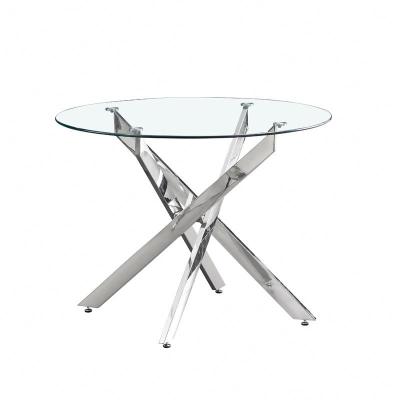 China Stainless Steel Portable Large Round Round Imported Modern Glass Dining Table Adjustable (Height) Modernization for sale