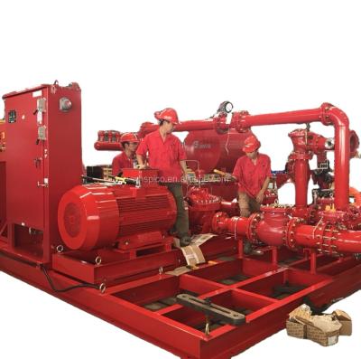 China Fire Fighting Skid Mounted NFPA20 Fire Pump With End Suction Centrifugal Fire Pump Sets 500GPM for sale