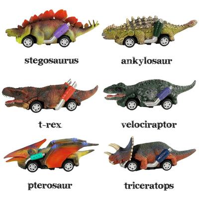 China Rubbing Toy Amazon Realistic Dinosaur Car T-Rex Car Dino Toys Dinosaur Pull Back 6 Pack for Boys and Toddlers 3 Year Old for sale