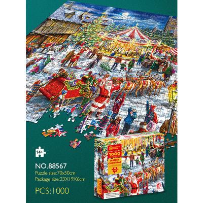 China Educational Toy Merry Christmas Picture 1000 Piece Cardboard Jigsaw Puzzle for Adults and Children for Education 1000pcs for sale