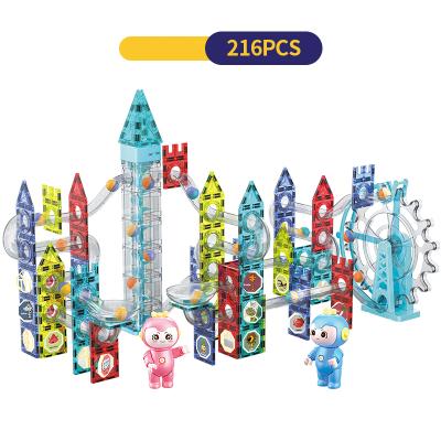 China Educational Children's Toy 216PCS Educational Ball Magnetic Track Toy Building Block Set Music Electric Mode Magnetic Building Blocks for sale