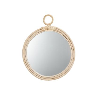 China Nordic Bohemian Handmade Wicker Decorative Mirror Bathroom Rattan Home Wall Hanging Around Cosmetic Mirror for sale