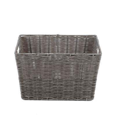 China Low MOQ PPT Eco-friendly Plastic Foldable Woven Basket Storage Basket With Lid With Inside For Bedroom Storage Basket for sale