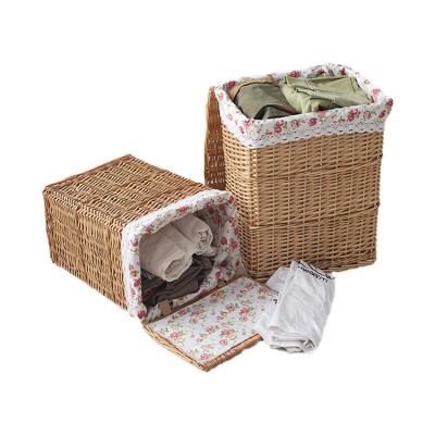 China Low MOQ Viable Wholesale Wicker Baskets For Home Storage Gift Storage Primary Color Wicker Baskets Organizing Wicker Laundry Baskets for sale