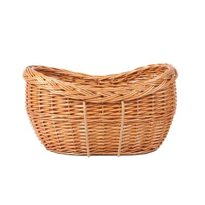 China New-fashion eco-friendly removeable wicker bicycle basket kids bike wicker basket with straps removeable wicker bicycle basket for sale