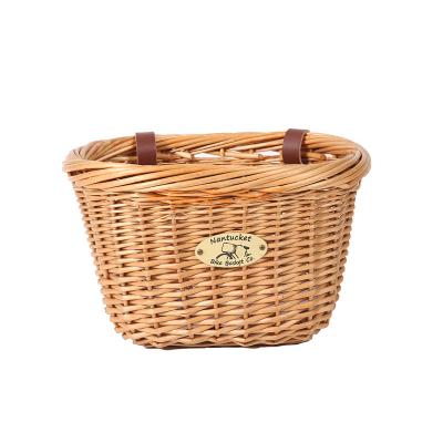 China New-fashion natural wicker bicycle basket with handles bicycle basket handmade bicycle front carrier bag wicker children's cycle bicycle basket for sale