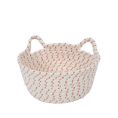 China Direct Selling Sustainable Laundry Basket Laundry Storage Folding Basket Felt Woven Cotton Rope Storage Basket for sale