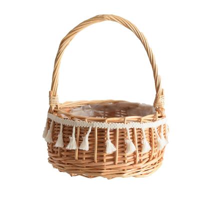 China 2022 New Mother's Day Wicker Flower Basket Chunyou Spring Outing Wicker Basket Pastoral Braided Gift Basket for sale