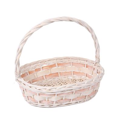 China Sustainable Hand Held White Woven Bouquet Decoration Woven Blue For Holiday Decoration Basket For Living Room Decoration Basket for sale