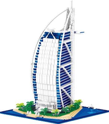 China Building Block Building Toy Burj Al Arab Hotel Educational Toys Plastic Building Blocks Factory Supply for sale