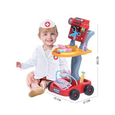 China Playing Doctor Toy Set House Pretend to Play Doctor Toy Trolley Kids Toys Nurse Role Play Doctor Set with Music and Light for sale