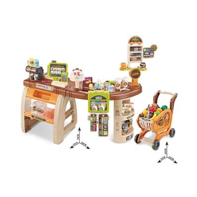 China Hot Selling High Simulation Shopping Cart Pretend Kitchen Play Set Toys Supermarket With Light Noise for sale