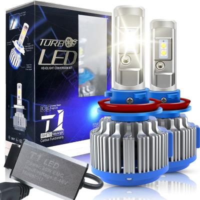 China T1 led car headlight H1 H3 H7 H11 9006 9005 T1 LED headlight bulbs with turbo wrangler for sale