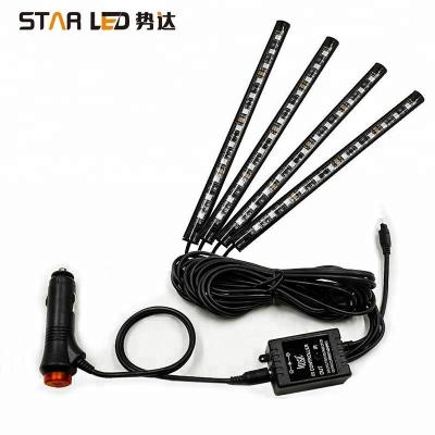 China 4pcs 12V Car Atmosphere Lights 12 LED Strip Light 5050 RGB SMD Interior Light Flexible Car Door 4*9