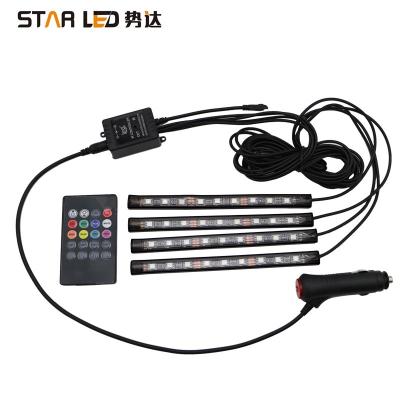 China Multi Color Voice Control Footlight Decoration Interior 9LED Atmosphere Light For Car 4*9