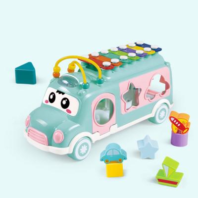 China Infant Piano Toy With Building Blocks Educational Piano Music Toy Bus Shape Sorter Baby for sale