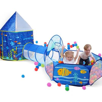 China Sports Toy Wholesale Castle Shape Three Piece Play Tent Children's Folding Tunnel Tent for sale