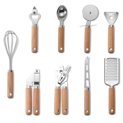 China Viable Hot Sale 9pcs Kitchen Utensils Set Cheese Knife Corkscrew Pizza Cutter Cooking Tools for sale