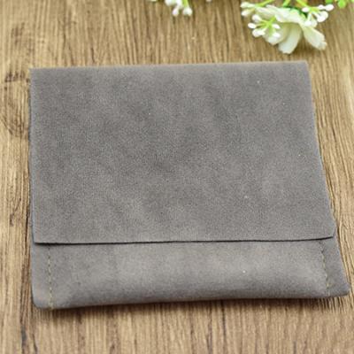 China Dark Gray Soft Velvet Envelop Pouches Custom Made Recyclable for sale